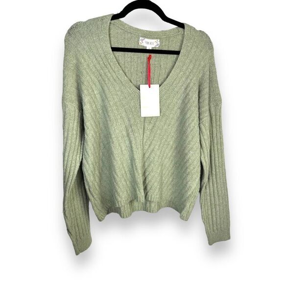 Pink Rose Sweaters - Pink Rose Sage Green Super Soft Drop Shoulder Sleeve Sweater NWT L
